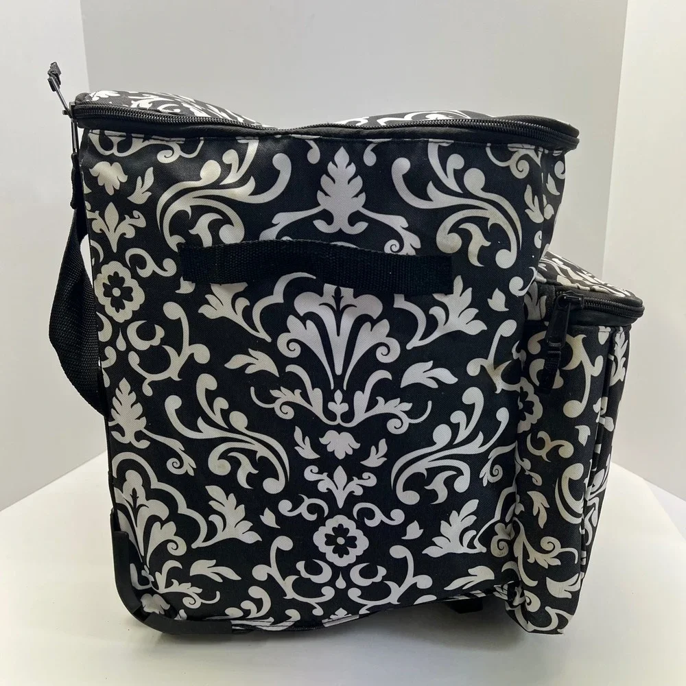 Thirty-One Rolling Thermal Cooler Bag Parisian Pop Damask Insulated Wheeled Tote